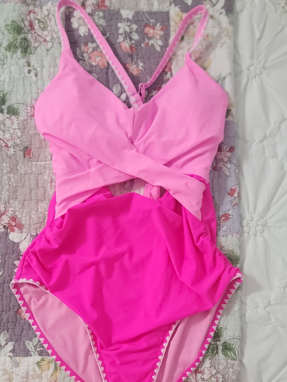 Pink Two-Tone One-Piece Swimsuit